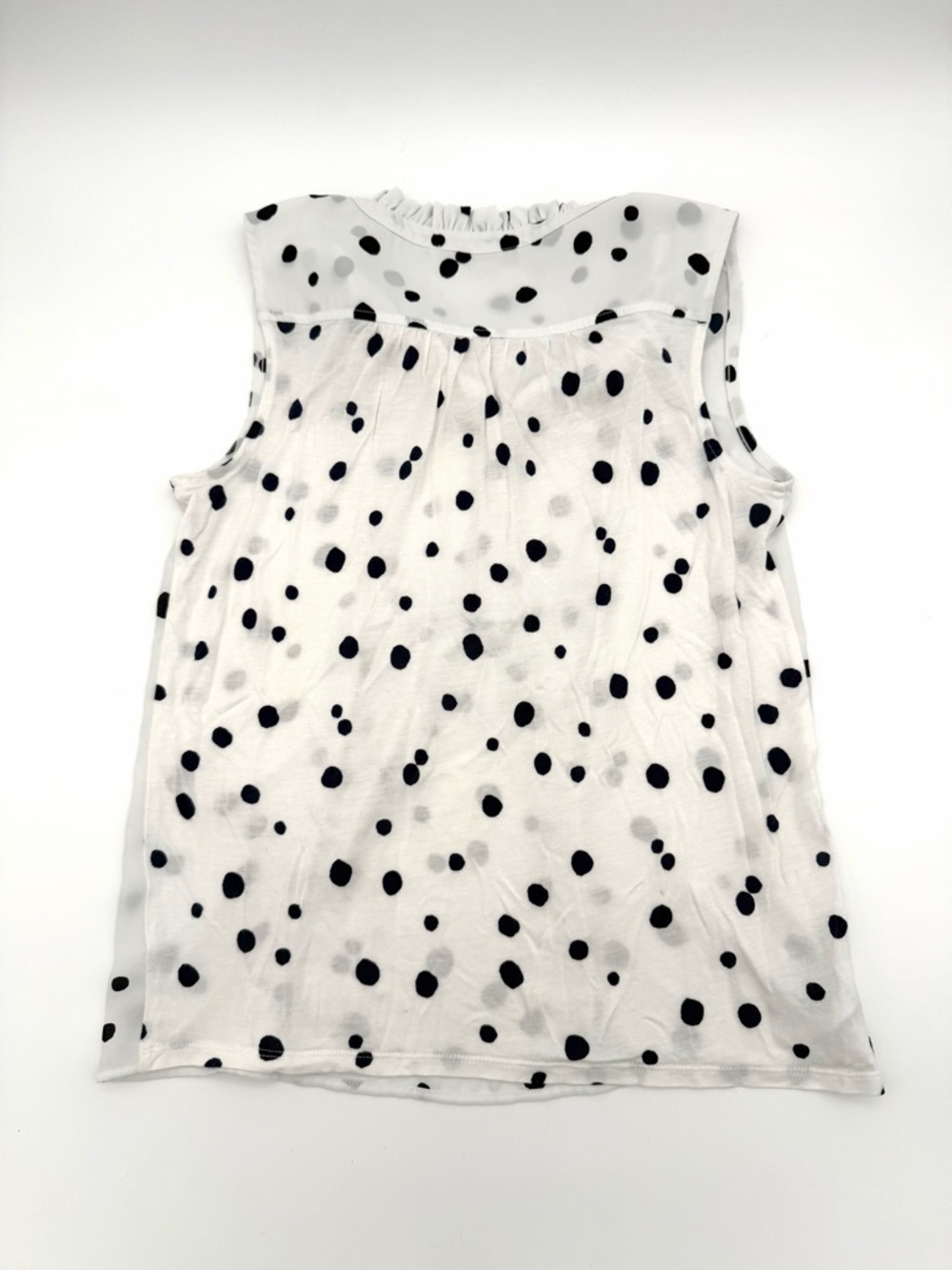 Loft Women's Sleeveless Top Blouse Ruffle Button XSP Petite Shirt White Black - Picture 2 of 4